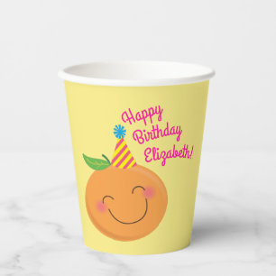 Little Cutie Tangerine Birthday Party Paper Cups