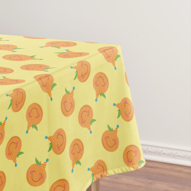 Little Cutie Tangerine Birthday Party Tablecloth (In Situ)