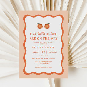 Little Cutie Tangerine Twins Baby Shower  Invitation