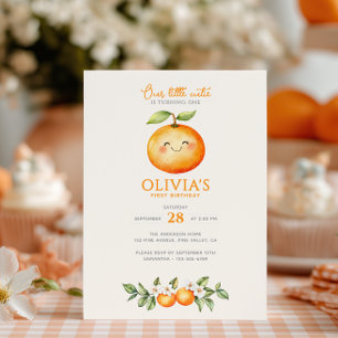 Little Cutie Turning 1 Orange Citrus 1st Birthday Invitation