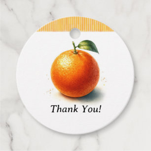 Little Cutie Watercolor Orange Baby Shower Favour Tags