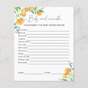 Little cutie Word Scramble Baby Shower Game