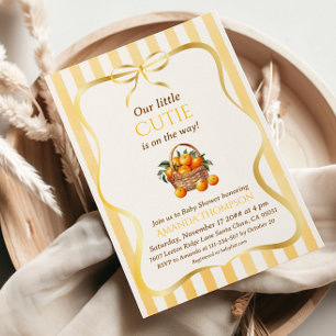 Little Cutie Yellow Bow Theme Citrus Baby Shower Invitation