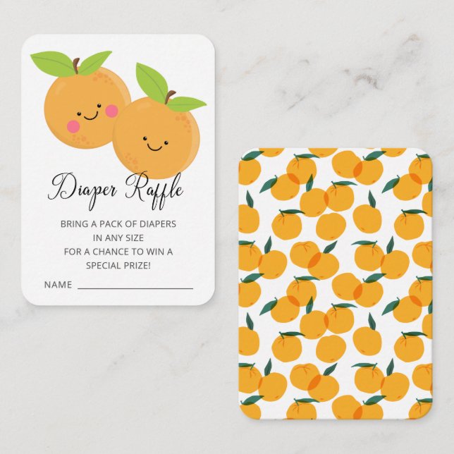 Little Cuties Baby Shower Diaper Raffle Enclosure  Card (Front/Back)