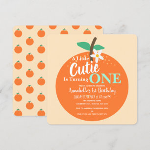 Little cuties turns one Orange Kids First Birthday Invitation