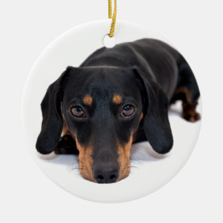 Little Dachshund Ceramic Tree Decoration