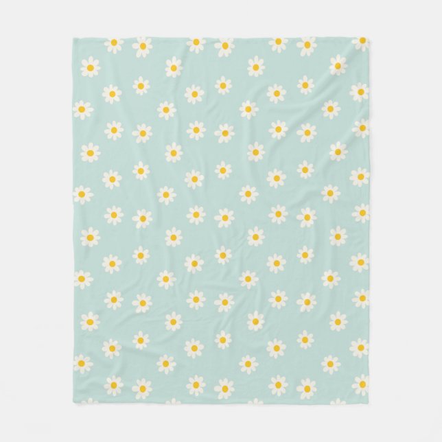 Little Daisies - soft teal Fleece Blanket (Front)