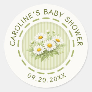 Little Daisy Baby Shower Classic Round Sticker