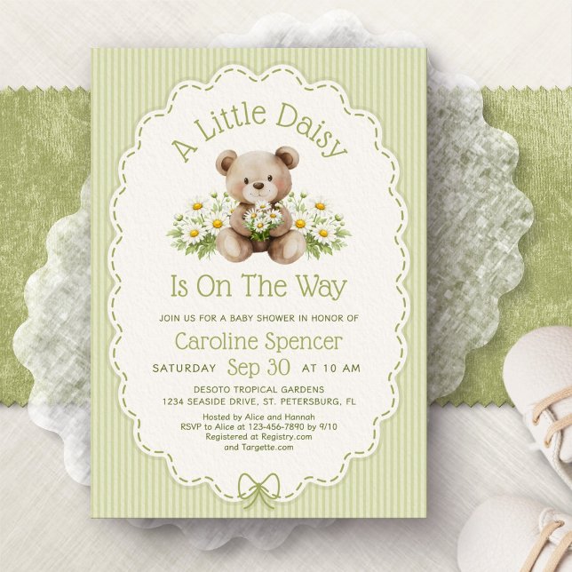 Little Daisy Bear Baby Shower Invitation (Creator Uploaded)