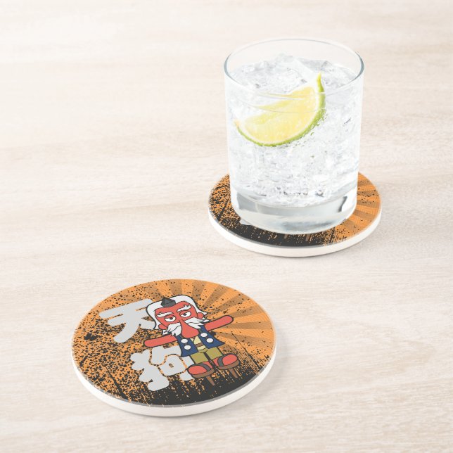 Little Daitengu Yokai Grunge Coaster (Side)