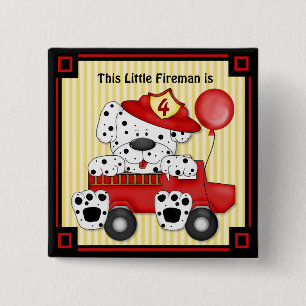 Little Dalmation Fireman - Customise 15 Cm Square Badge