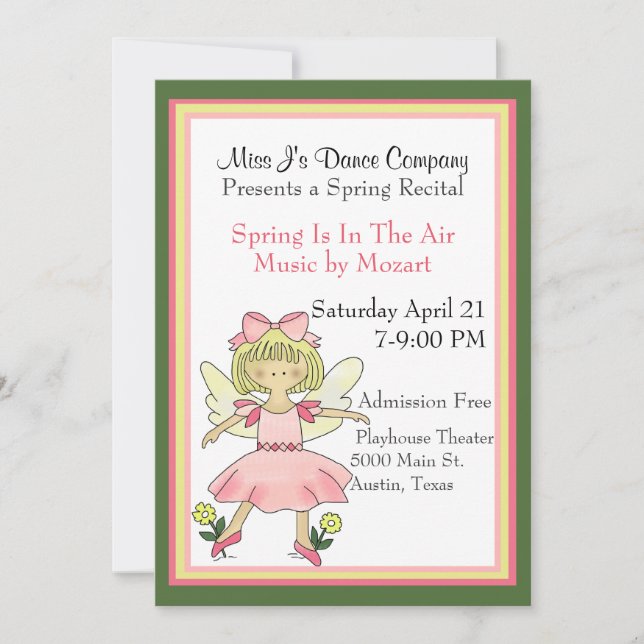 Little Dancer Dance Recital Invitation (Front)