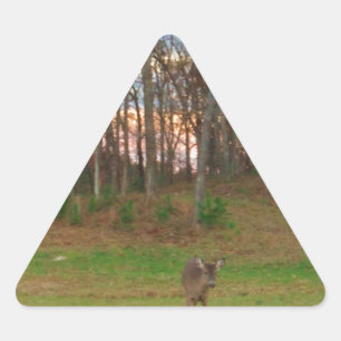Little Deer &a Pink Sunset Triangle Sticker