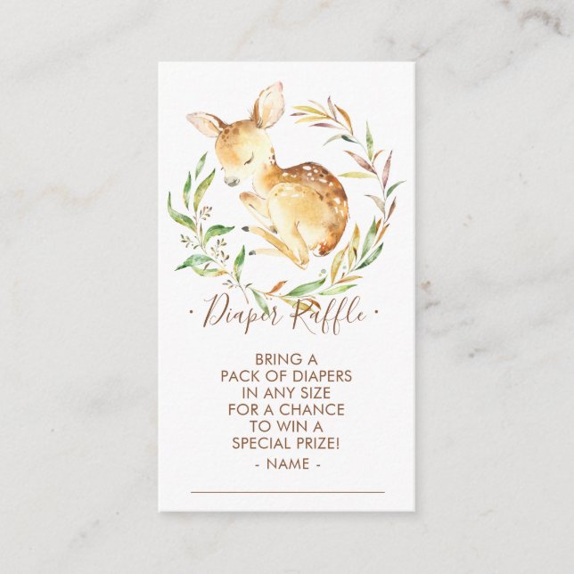 Little Deer Baby Shower Diaper Raffle Ticket Enclosure Card (Front)