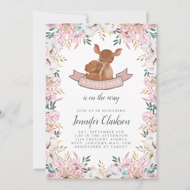 Little Deer Baby Shower Invitation (Front)