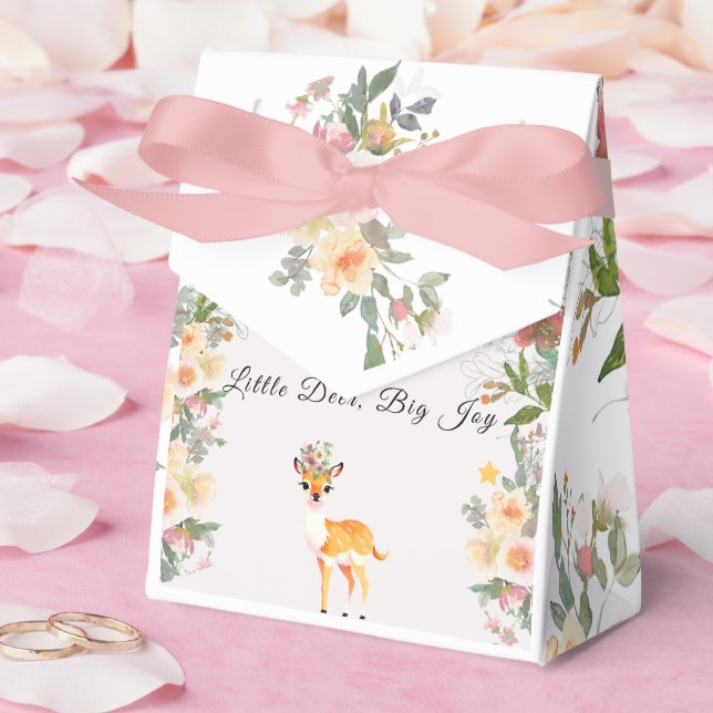 Little deer, Big Joy Pink flower Baby Shower theme Favour Box (Wedding)