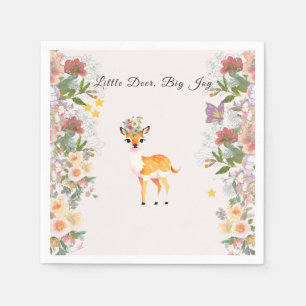 Little deer, Big Joy Pink flower Baby Shower theme Napkin