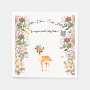 Little deer, Big Joy Pink flower Baby Shower theme Napkin