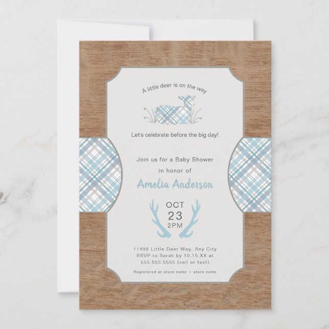Little Deer Boy Baby Shower Invitation (Front)