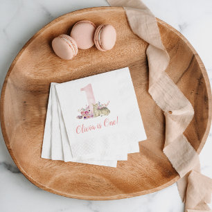 Little Deer First Birthday Party Personalised Napkin