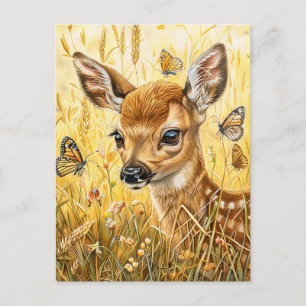 Little Deer in Insect-Rich Meadow Postcard