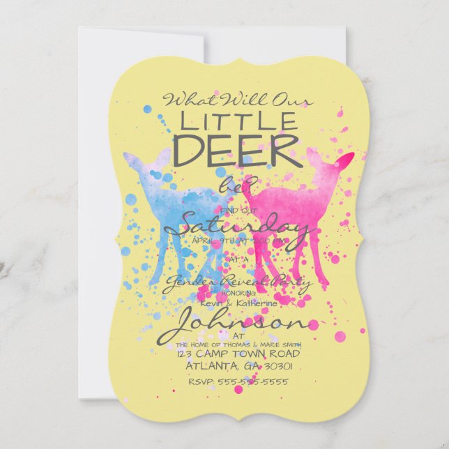Little Deer Woodland Gender Reveal Invitation (Front)