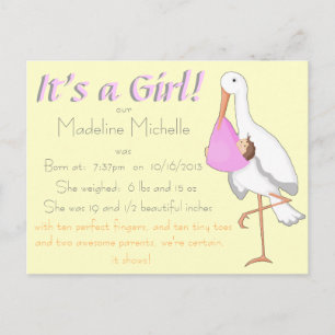 "Little Delivery" Personalised Birth Announcement Postcard