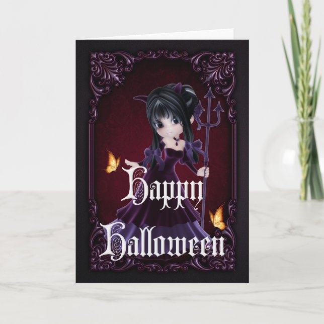 Little Devil 5 Gothic Happy Halloween Card (Front)