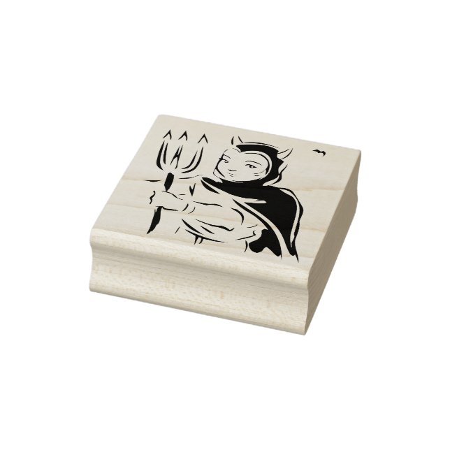 Little devil girl illustration art stamp (Stamp)