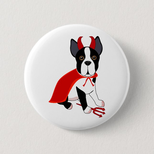 Little Devil Halloween Dog 6 Cm Round Badge (Front)