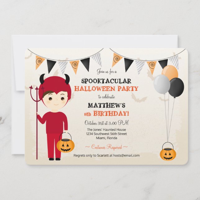 Little Devil Halloween Party Invitation (Front)