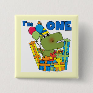 Little Dino 1st Birthday T shirts and Gifts 15 Cm Square Badge