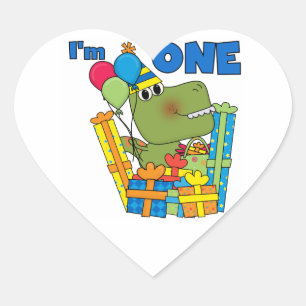 Little Dino 1st Birthday T shirts and Gifts Heart Sticker