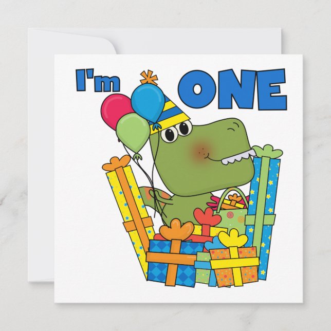 Little Dino 1st Birthday T shirts and Gifts Invitation (Front)