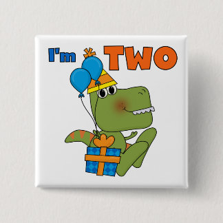 Little Dino 2nd Birthday Tshirts and Gifts 15 Cm Square Badge
