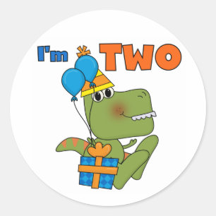 Little Dino 2nd Birthday Tshirts and Gifts Classic Round Sticker