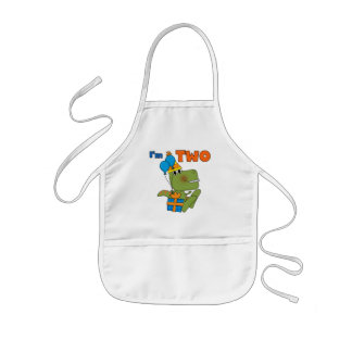 Little Dino 2nd Birthday Tshirts and Gifts Kids Apron