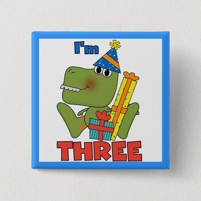 Little Dino 3rd Birthday Tshirts and Gifts 15 Cm Square Badge (Front)