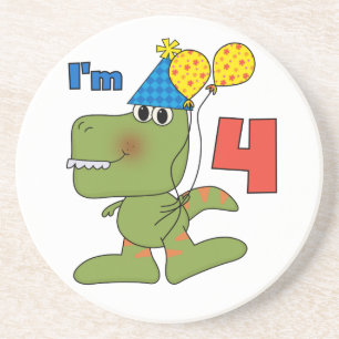 Little Dino 4th Birthday Tshirts and Gifts Coaster