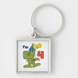 Little Dino 4th Birthday Tshirts and Gifts Key Ring