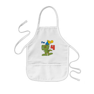 Little Dino 4th Birthday Tshirts and Gifts Kids Apron