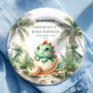 Little Dino Baby Shower Hatching Soon Name Plates