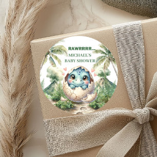 Little Dino Baby Shower Stickers Hatching Soon