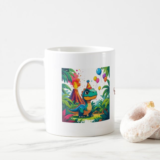 Little Dino, Big Dreams – Editable Dinosaur Mug (With Donut)