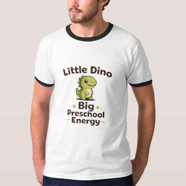 Little Dino Big Preschool Energy Cute Dinosaur Pre T-Shirt (Front)