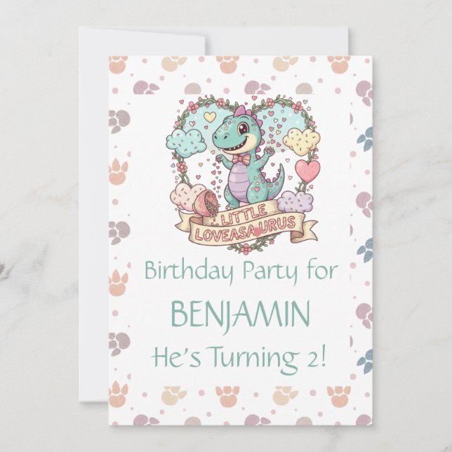 Little Dino Birthday Personalized Invitation (Front)