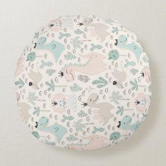 Little Dino Delight Round Cushion