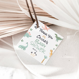 little Dino In The Way Dinosaur Baby Shower Favour Tags