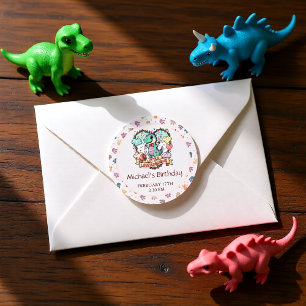 Little Dino Kid's Birthday Party Classic Round Sticker
