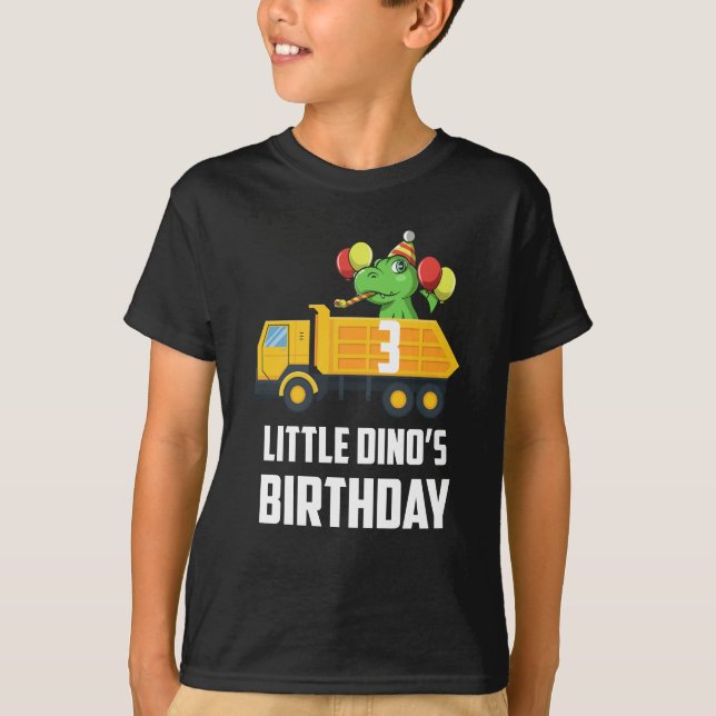 Little dino's birthday, 3 years old teen boy gift T-Shirt (Front)